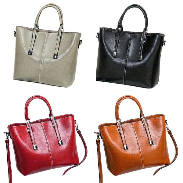 

lady retro handbag pu leather shinny surface solid color shoulder bag daily use
