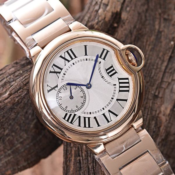 

new luxury cati blue balloon mens watch premium automatic movement 43mm dial stainless steel strap transparent back gentleman watch, Slivery;brown