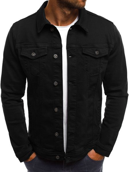 

mens autumn designer denim jacket laperl neck long sleeve solid color homme coats fashion procket male clothing, Black;brown