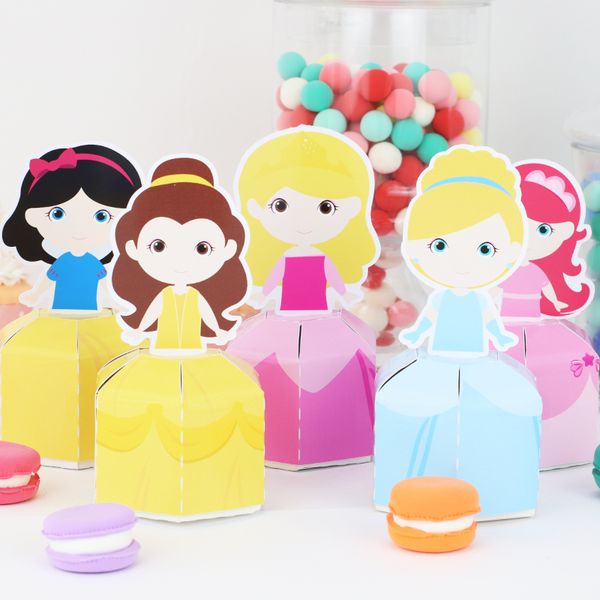 

new princess party favor box candy box gift cupcake girl kids birthday party supplies pink decor event supplies