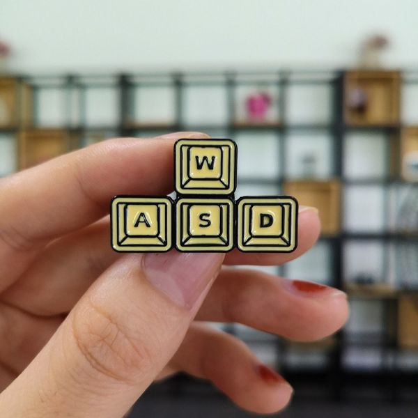 

милый маленький забавный клавиатура письмо эмаль броши булавки для женщин женский демин рубашка декор ювелирные изделия брошь булавка металл, Gray