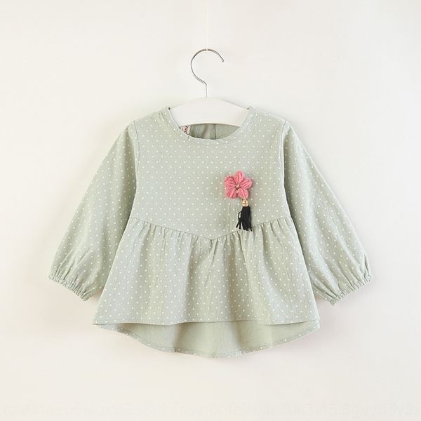 

t7svn a068 zhang xiu qun cotton linen zhang xiu qun autumn girls polka dot cotton and linen group clothes small flower long-sleeved skirt fo, Blue
