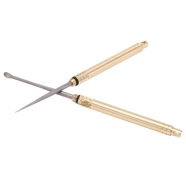 

2020 titanium tactics toothpick earpicker brass socket tube waterproof outdoor edc self-defense multifunction portable tool new