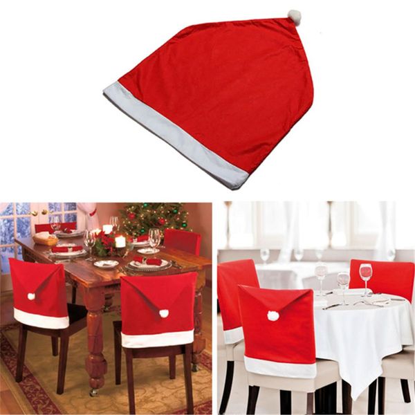 

1pcs christmas chair back cover santa clause red hat christmas decoration for home new year decor decoracion navidad
