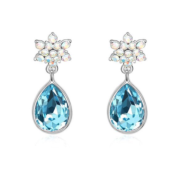 

новая капли воды серьга для женщин, сделанных с элементами swarovski кристалла мода свадебной свадьбой bijoux ювелирных аксессуарами лучшим, Silver