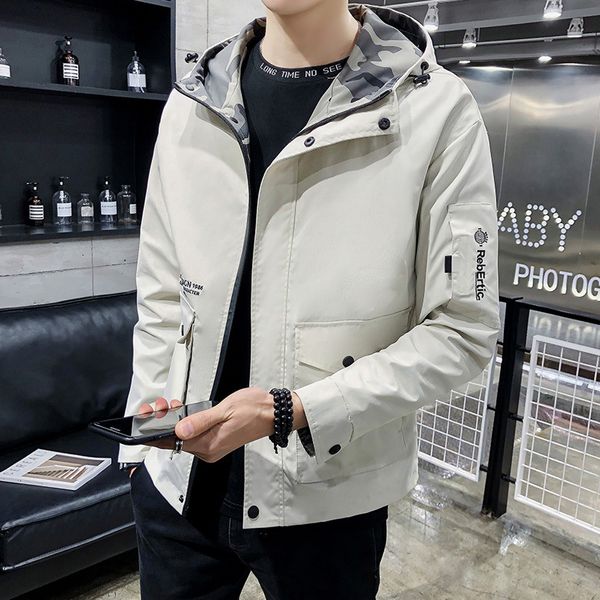 

2019 autumn new style jacket men's korean-style fashion slim fit coat trend hong kong style men's jacket students trench coat ha, Black;brown