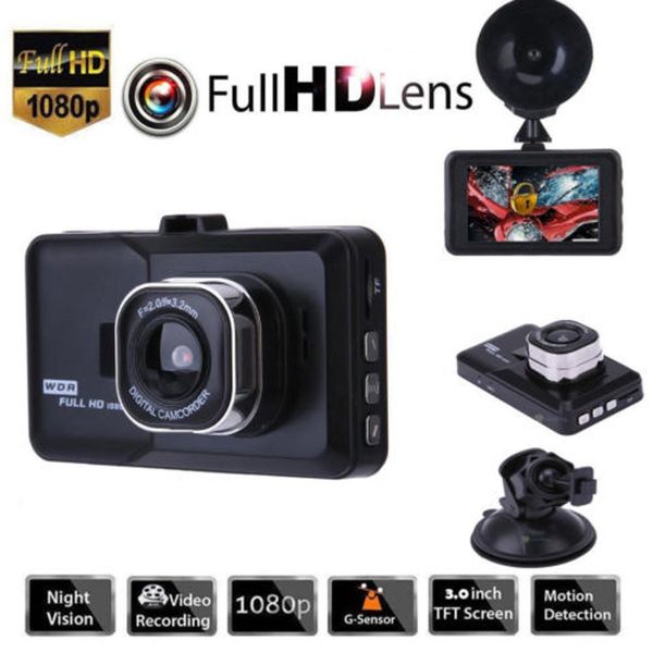 

170° car dvr video recorder night vision g sensor cycle recording camera 1080p hd vehicle dash cam
