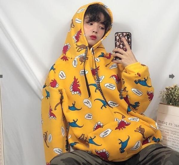 

autumn and winter new loose cartoon long-sleeved hooded sweatshirt women, Black