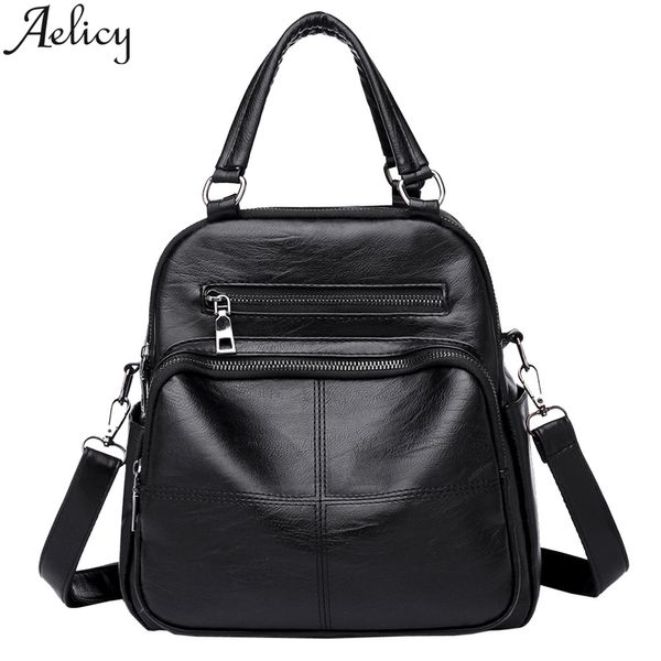 

aelicy 2019 women fashion vintage girl leather backpack shoulder bag satchel travel rucksack student bags schoolbag for teenager