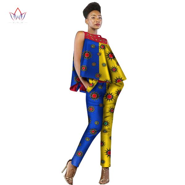 

new fashion african dress women 2 pieces set women sleeveless and casual dashiki print pants african clothing wy2339, Red