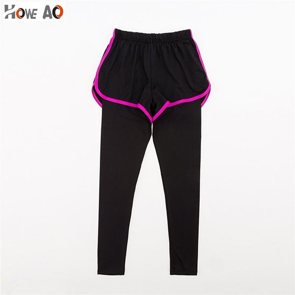 

howe ao women elastic tight yoga running pants quick dry fitness gym footstep skirt pants workout joggin sport leggings, Black;blue
