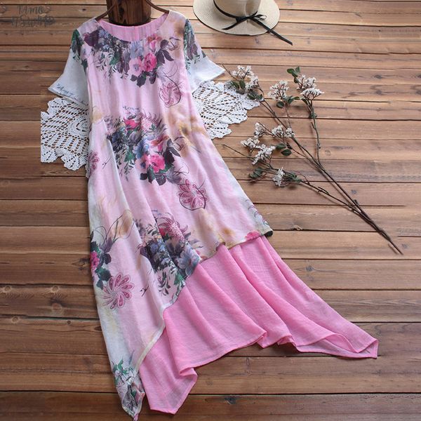 

new elegant women vestidos vintage print floral o neck short sleeve patch asymmetrical dress evening party formal dresses 2020, Black;gray
