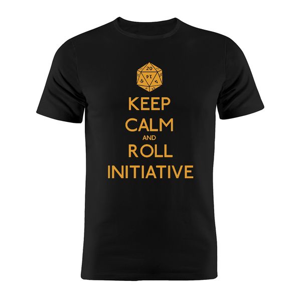 

100% cotton t shirt keep calm and roll initiative dungeons and dragons artwork gift tee, White;black