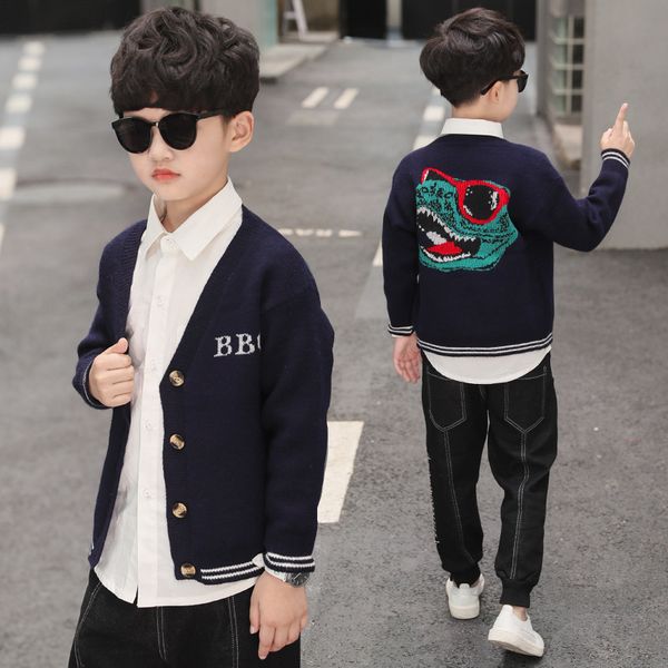 

детская одежда мальчик пальто весна и осень нового мультфильм шаблон свитер младенец вскользь кардиган куртка, Blue