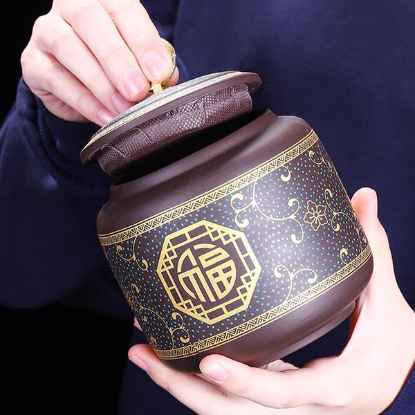

ceramic seal violet arenaceous caddy receives moistureproof large western household pu 'er tea custom tea storage tanks