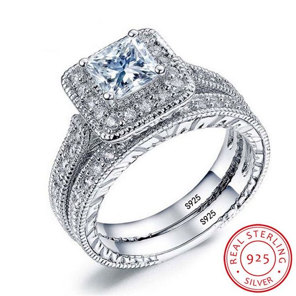 

luxury 925 solid silver ring cubic cz rings set jewelry wedding ring band promise engagement rings for women yr293, Slivery;golden