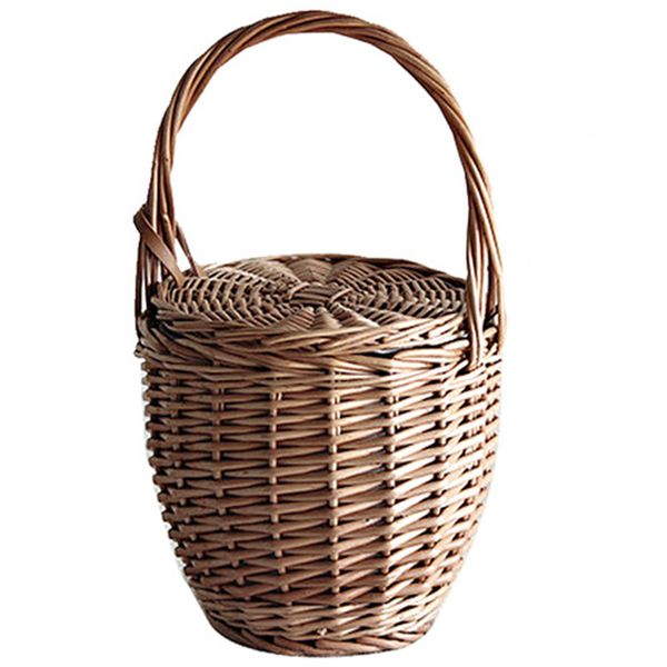 

fashion summer new women beach basket straw hand bag cover handbag wicker handmade small women bohemia tote travel clutch(brow