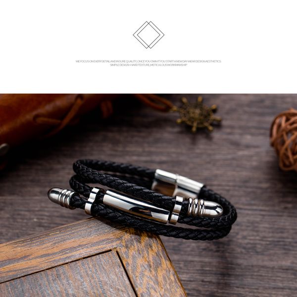 

new arrival black men pu leather charming male pulsera black braided leather bracelets fashion party gift