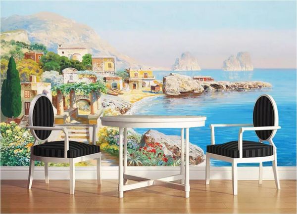 

3d room wallpaper custom p mural mediterranean ocean architecture european hd oil wall art pictures wallpaper for walls 3 d