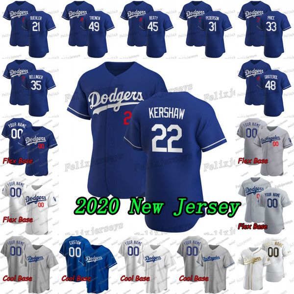 

22 clayton kershaw 2020 new 49 blake treinen brusdar graterol matt beaty cody bellinger david price joc pederson walker buehler jersey, Blue;black