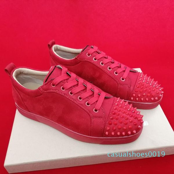 

2020 новый дизайнерские кроссовки red bottom shoes low cut шипы flats мужчины женщины кожа кроссовки повседневная обувь с размером пылесборн, Black