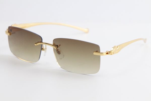 Verkaufe Metal Panther Randlose Sonnenbrille 18K Gold 3524012 Große quadratische Sonnenbrille Klassischer Pilotrahmen einfache Freizeitbrille männliche und weibliche UV400-Sonnenbrille