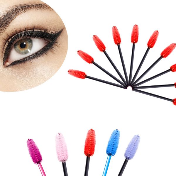 

10 pcs make up brush pink synthetic fiber one-off disposable eyelash brush women make up accessories
