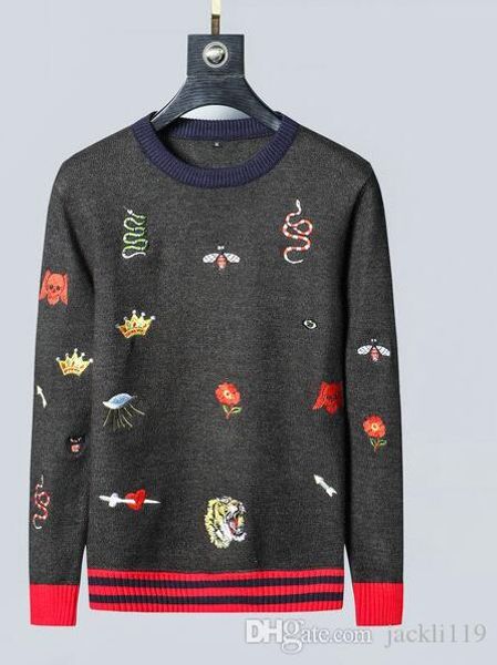 

new arrival snake tiger bee flower crown men sweaters winter autumn long sleeve pullover masculino male casual sweater knitwear -3xl, White;black