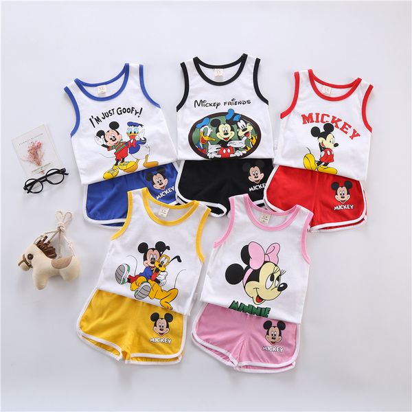 

baby boy clothing suits summer cartoon sleeveless vest&shorts children clothing outfits girls little children tracksuits, White