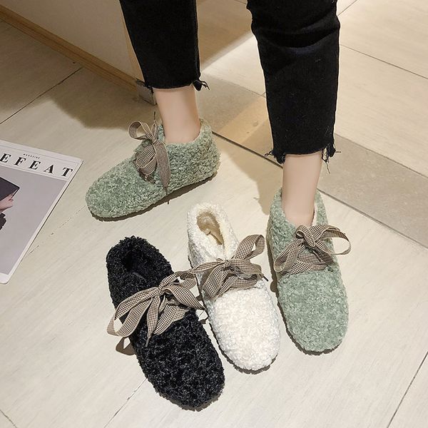 

casual woman shoe cross women's shoes all-match female footwear autumn round toe dress fall new winter cross-tied boots flock, Black