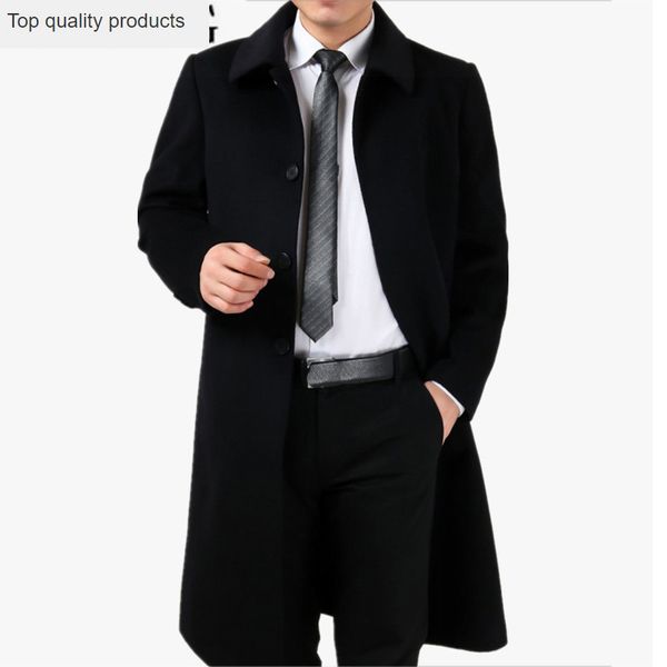 

plus size m-4xl new fashion 2020 winter wool coat for men long warm jacket male windbreaker casaco social masculino 244, Black