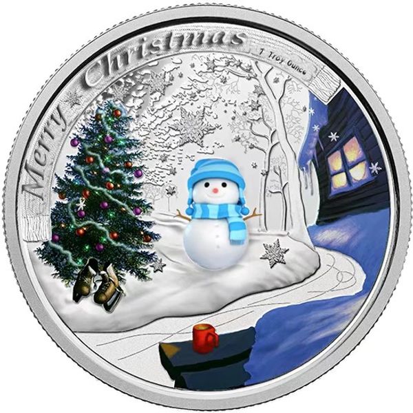 

Snow Man Silver Coin Holiday Souvenir Gifts 999.9 Silver Plated Metal Coins Christmas Gifts Challenge Coin for Collection 50pcs