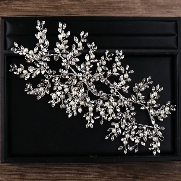 

fashion silver tiara headbands pearl crystal hair ornaments bridal princess hairbands for women girl wedding hair accessories, Golden;white
