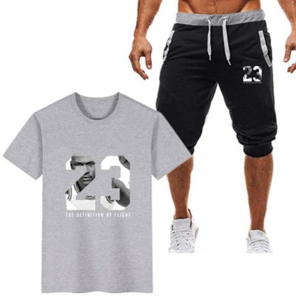 

sportsuits set men brand fitness suits summer 2pc tshirt short set mens fashion 2 pieces shirt tee shorts tracksuit size -2xl, Gray