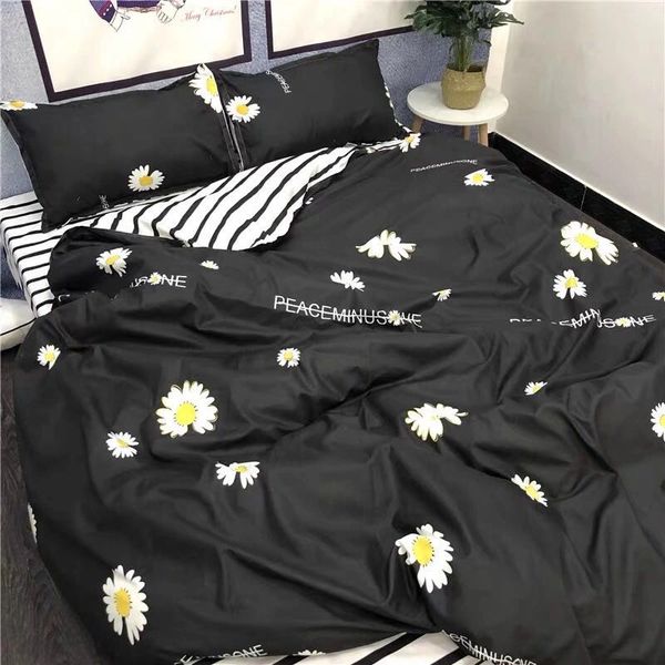 

bedding sets 2021 black set pure cotton a/b double-sided pattern simplicity bed sheet, quilt cover pillowcase 4pcs