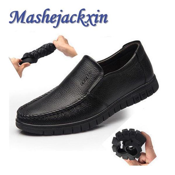 

mashejackxin casual mens leather shoes moccasins loafers comfortable anti slip durable male shoes large size 6.5, Black