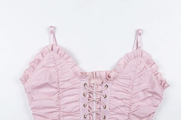 

pink crop women 2019 lace up summer spaghetti strap cute camis ladies summer cami asve20530, White