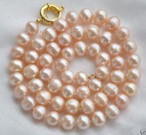 

new 8-9mm natural pink freshwater pearl necklace, 32 ", Silver