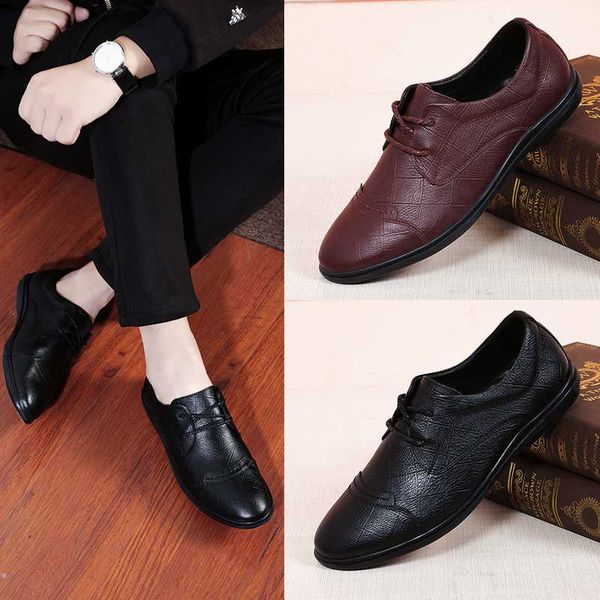 

new men oxford genuine leather dress shoes lace up flats male casual shoes black brown size 37-46 business leather %d1217