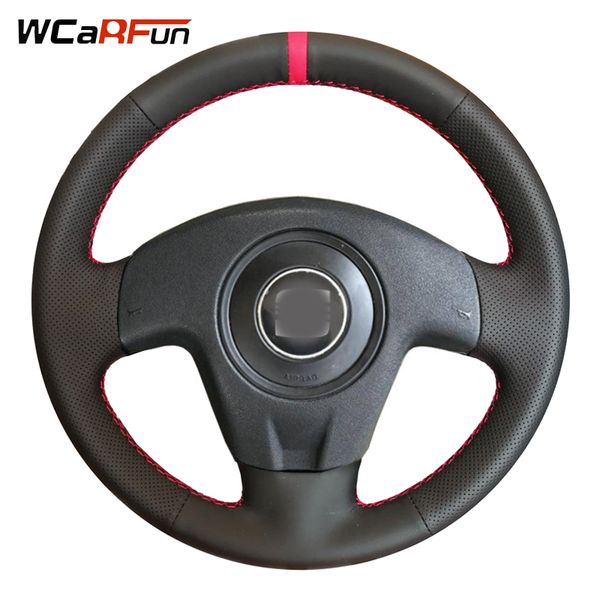 

wcarfun diy ручной работы черный искусственная кожа автомобиля руль обложка для seat ibiza 2004 2006