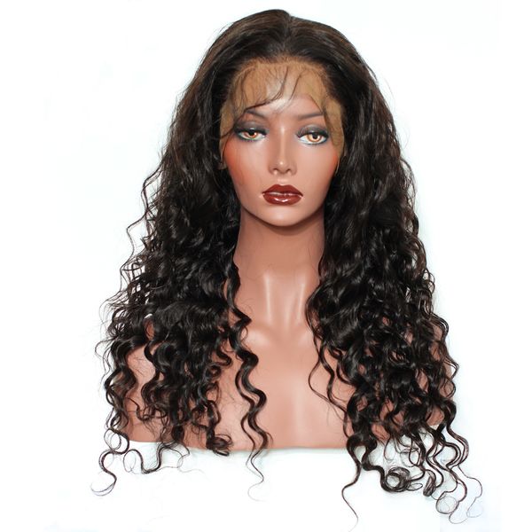 

250 density loose wave glueless full lace wigs transparent lace brazilian human hair wigs for women black pre-plucked remy