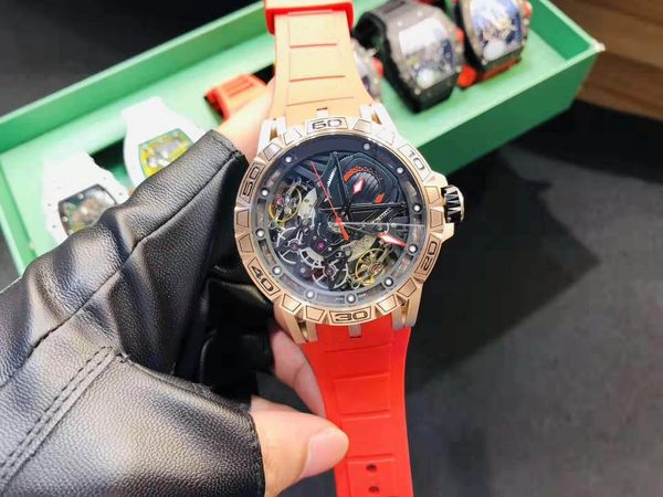 

men's 47mm luxury fashion sports multifunctional luminous automatic machinery factory selling men's watches, Slivery;brown