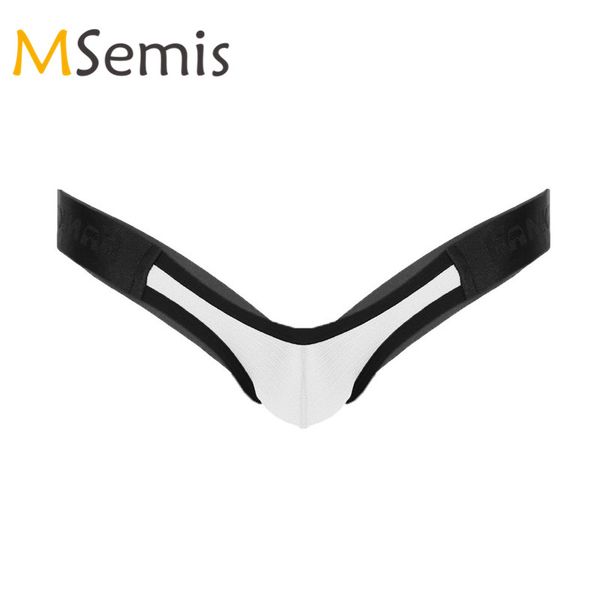 

male underwear mens panties wetlook lingerie elastic low waist pouch bulge panties open butt jockstrap gay underwear, Black;white