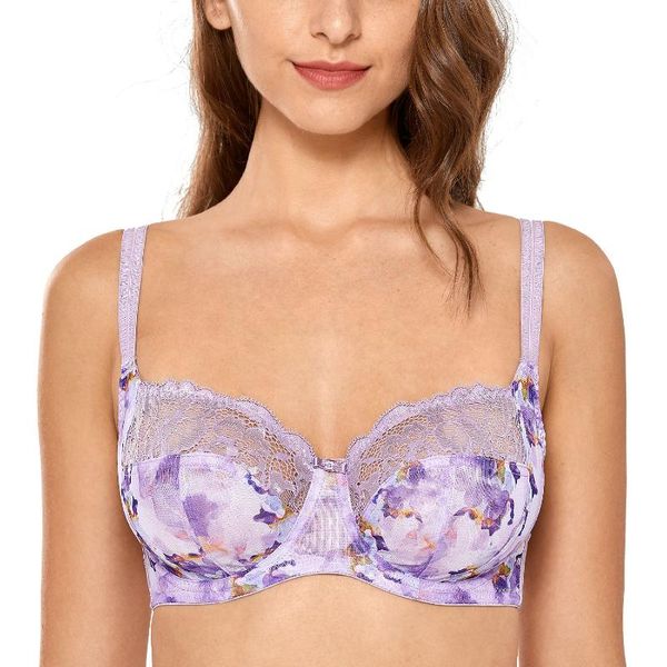 

women's floral lace non padded underwire balconette bra plus size, Red;black