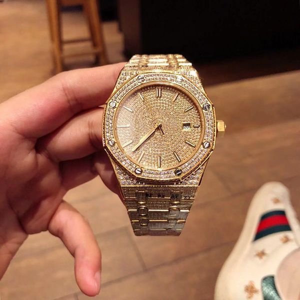 

tw luxury men diamond watch luxury mens watches automatic mechanical foldable strap all hand inlaid 41mm mens watch movement montre de luxe, Slivery;brown