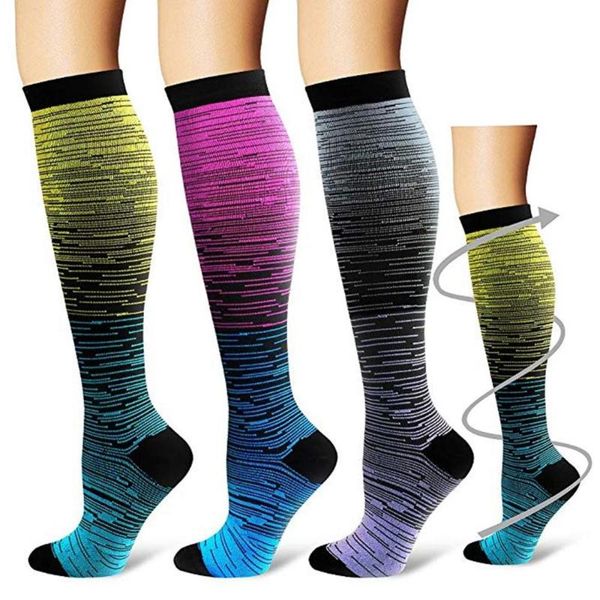 

outdoor sports compression socks unsports long socks knee gradient printed polyester nylon hosiery footwear accessories new, Black