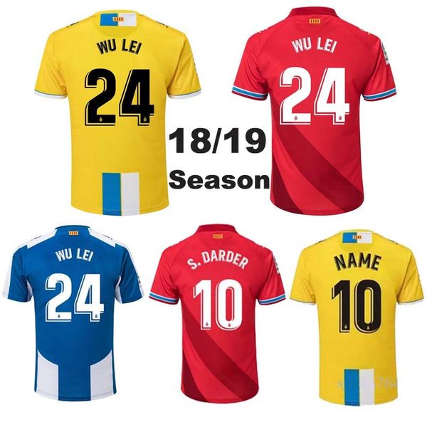 

new espanyol home away third soccer jerseys 18 19 blue red yellow lopez hermoso igiesias men thai quality football shirt 2019, Black;yellow