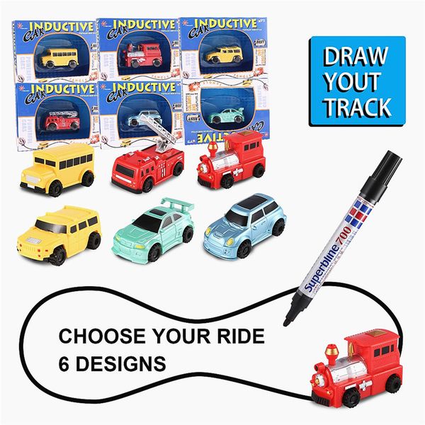 

enlighten magic pen draw toy railroad inductive trains children's rc train tank toy car draw lines induction rail track car kids