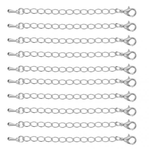 

10pcs/lot chain extenders set for necklace bracelet jewelry findings 75mm, Silver