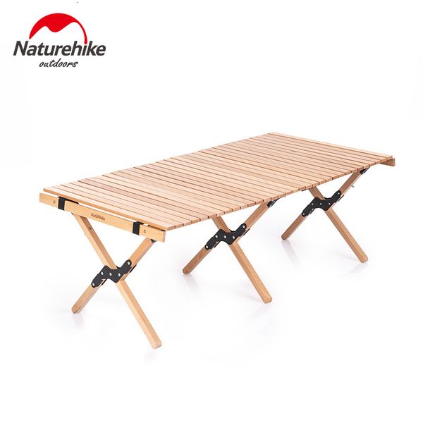 

naturehike outdoors folding wood table egg roll style table for camping home self-driving tour solid wood barbecue picnic